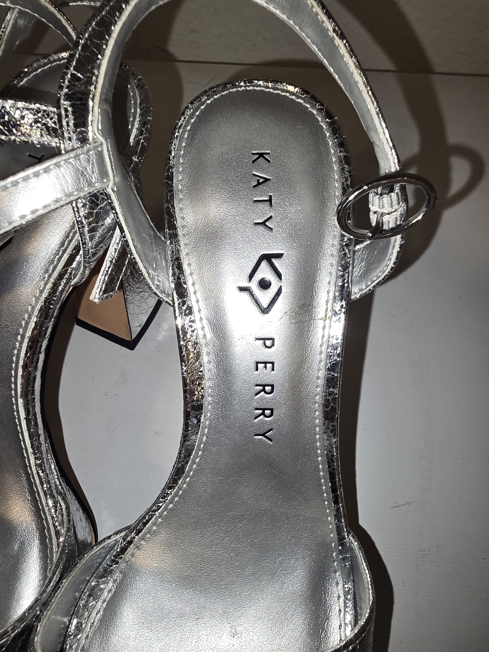 Katy Perry Collections Silver Metallic Block Heel Sandals - Picture 5 of 5